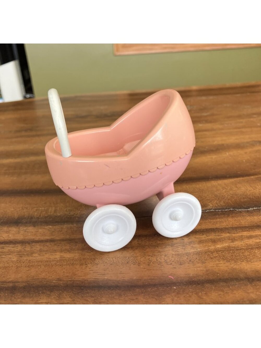Vintage Little Tikes Dollhouse Size Baby Pink Stroller Toy